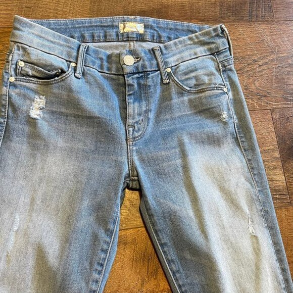 MOTHER Undone Hem Looker Crop Denim Jeans In Cliffhanger Size 25 - Picture 8 of 12